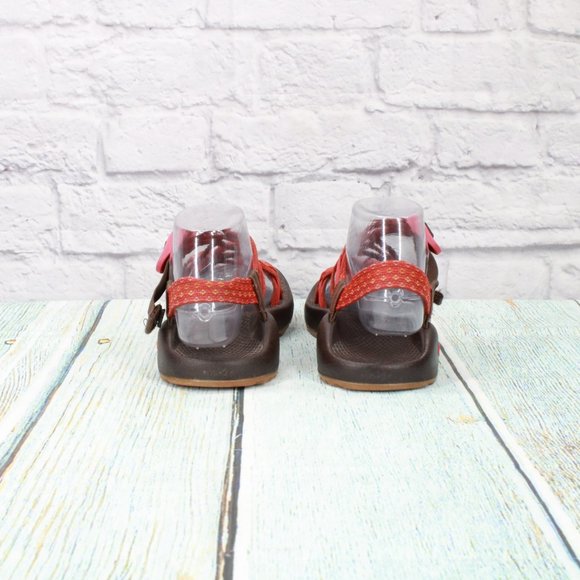 Chaco Red Nylon Hook & Loop Adjustable Strappy Water Athletic Sandals Size 6 - Picture 6 of 9